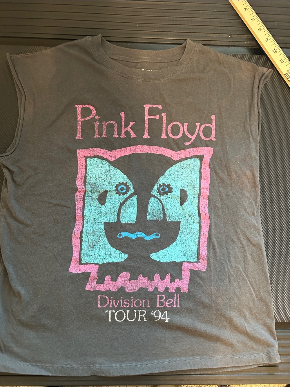 Pink Floyd Black Tee with Pink & Teal Division Bell Graphic